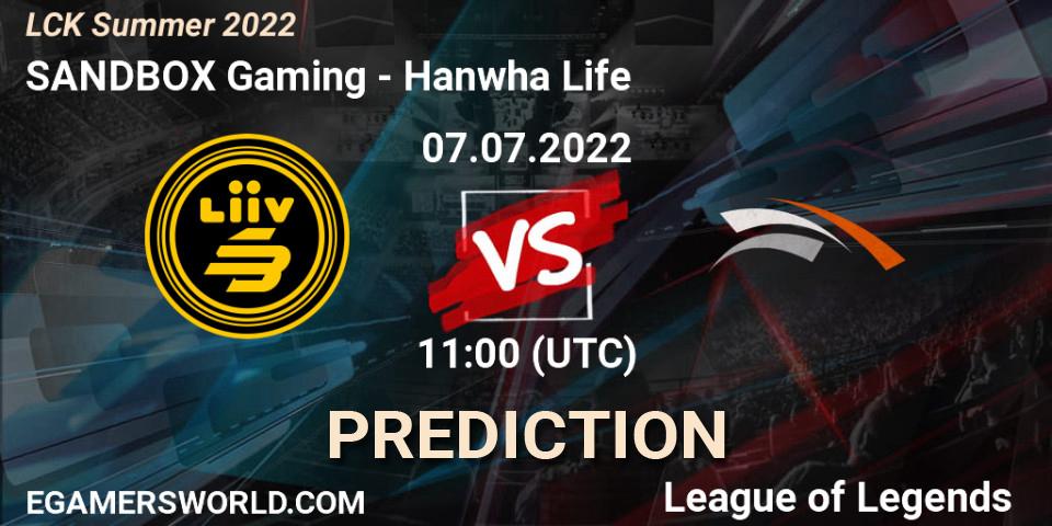 SANDBOX Gaming vs Hanwha Life: Match Prediction. 07.07.22, LoL, LCK Summer 2022