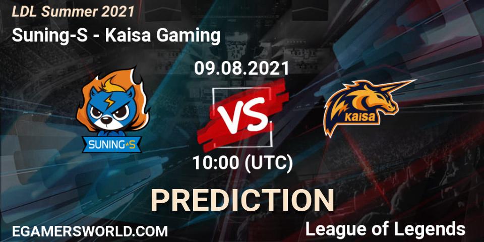 Suning-S vs Kaisa Gaming: Match Prediction. 09.08.2021 at 11:20, LoL, LDL Summer 2021