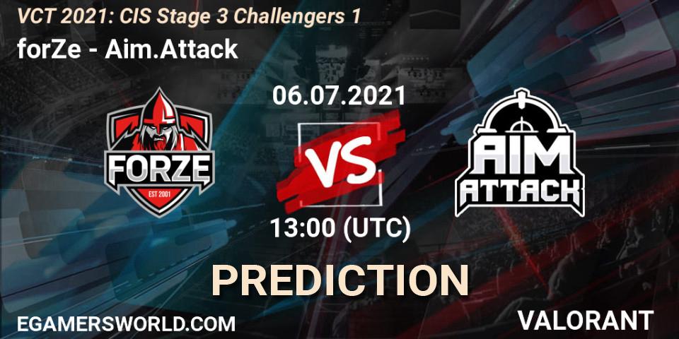 forZe vs Aim.Attack: Match Prediction. 06.07.2021 at 13:00, VALORANT, VCT 2021: CIS Stage 3 Challengers 1