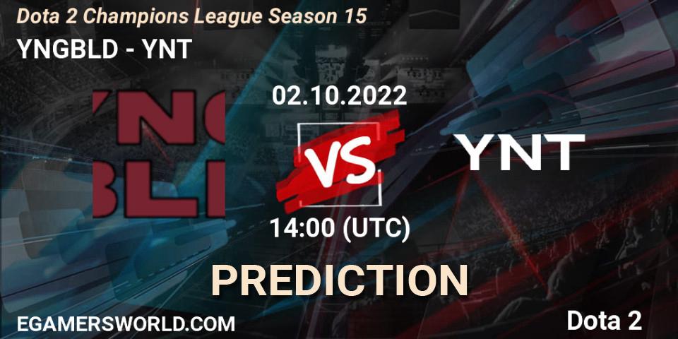 YNGBLD vs YNT: Match Prediction. 02.10.2022 at 15:07, Dota 2, Dota 2 Champions League Season 15