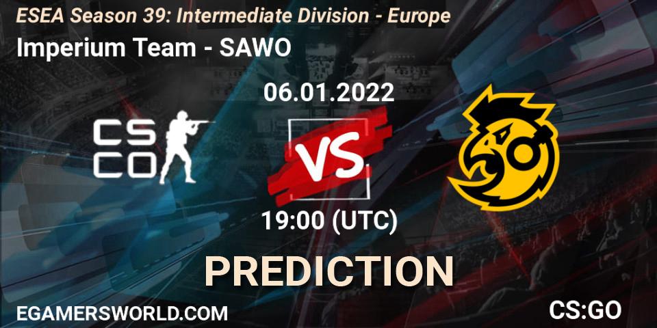 Imperium Team vs SAWO: Match Prediction. 06.01.2022 at 19:00, Counter-Strike (CS2), ESEA Season 39: Intermediate Division - Europe