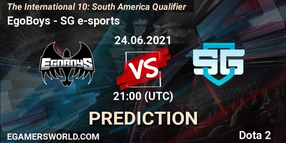 EgoBoys vs SG e-sports: Match Prediction. 24.06.2021 at 19:53, Dota 2, The International 10: South America Qualifier