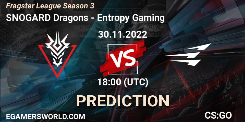 SNOGARD Dragons vs Entropy Gaming: Match Prediction. 30.11.22, CS2 (CS:GO), Fragster League Season 3