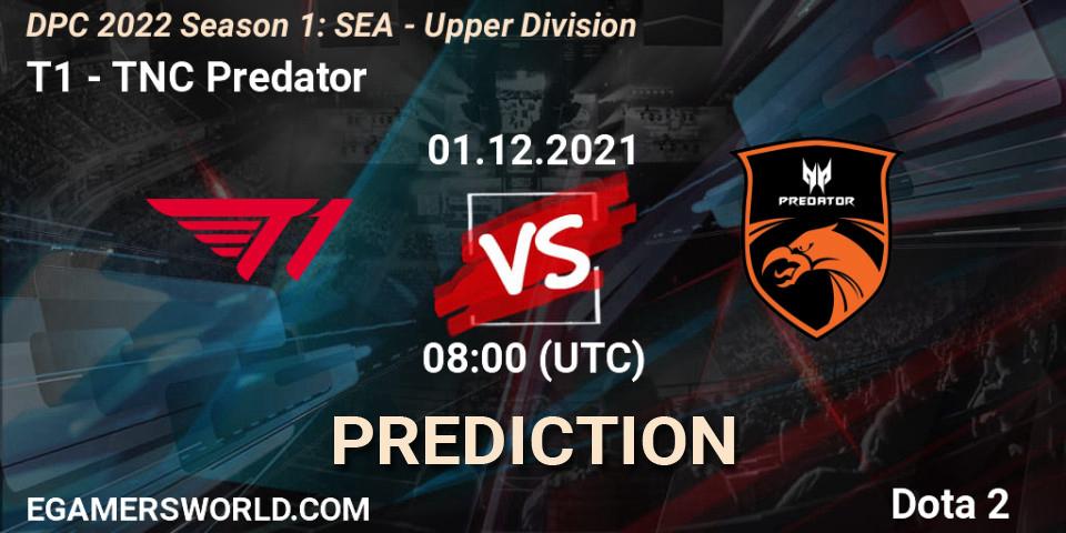 T1 vs TNC Predator: Match Prediction. 01.12.2021 at 08:05, Dota 2, DPC 2022 Season 1: SEA - Upper Division