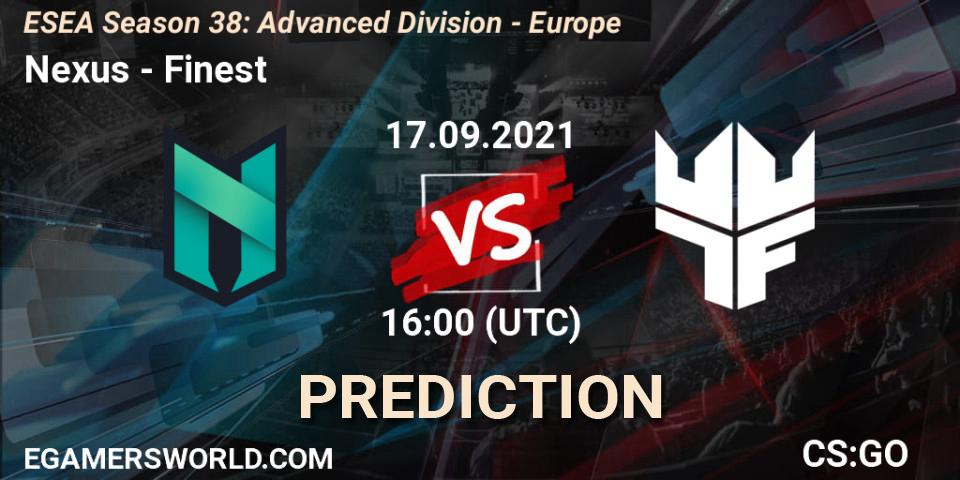 Nexus vs Finest: Match Prediction. 17.09.2021 at 16:00, Counter-Strike (CS2), ESEA Season 38: Advanced Division - Europe