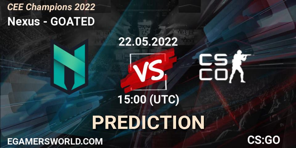 Nexus vs GOATED: Match Prediction. 22.05.2022 at 15:00, Counter-Strike (CS2), CEE Champions 2022