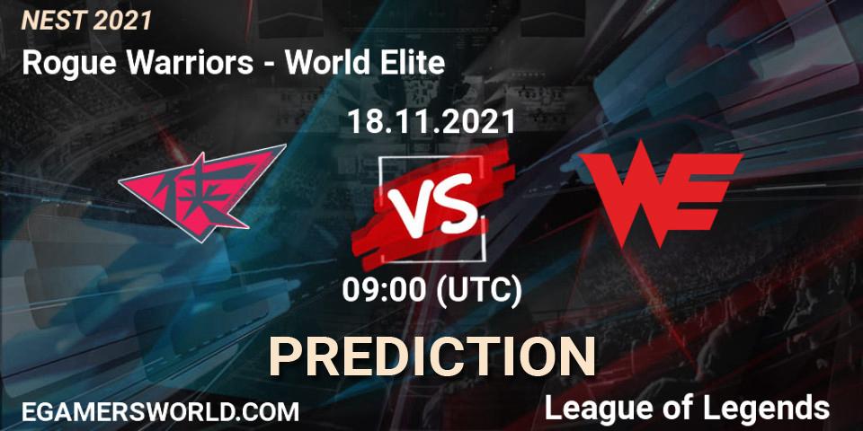 Rogue Warriors vs World Elite: Match Prediction. 18.11.2021 at 09:00, LoL, NEST 2021