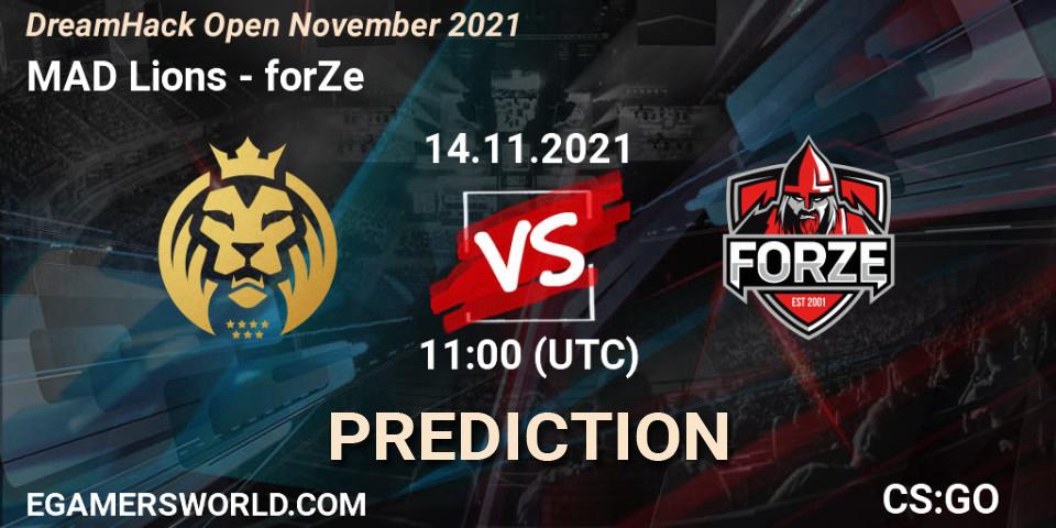 MAD Lions vs forZe: Match Prediction. 14.11.2021 at 11:00, Counter-Strike (CS2), DreamHack Open November 2021