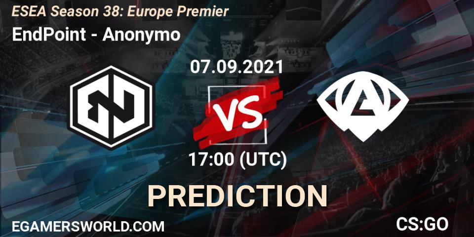 EndPoint vs Anonymo: Match Prediction. 07.09.21, CS2 (CS:GO), ESEA Season 38: Europe Premier