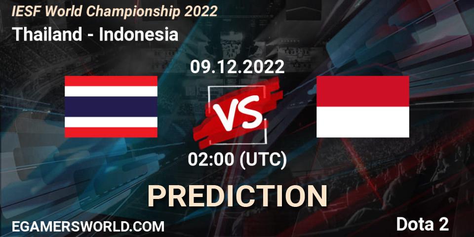 Thailand vs Indonesia: Match Prediction. 09.12.22, Dota 2, IESF World Championship 2022 