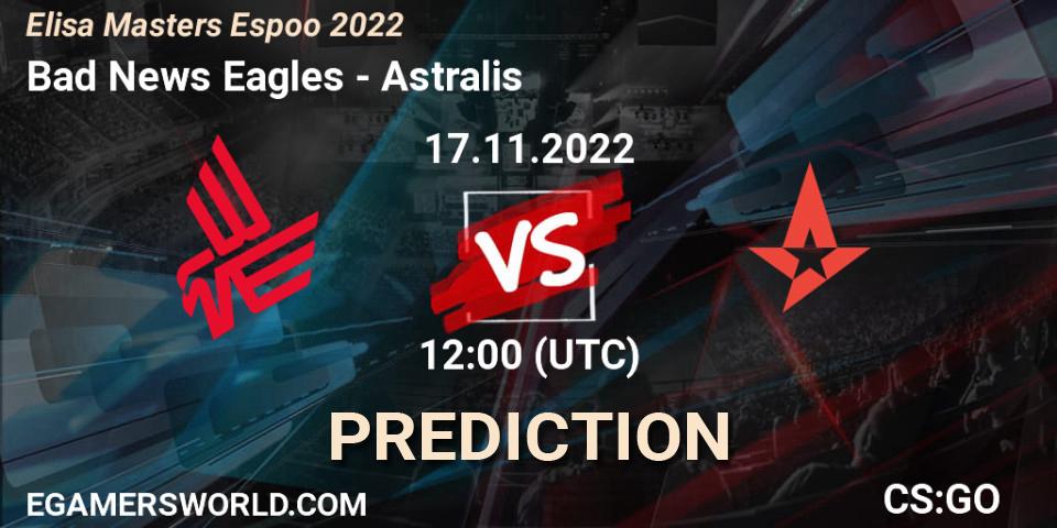Bad News Eagles vs Astralis: Match Prediction. 17.11.22, CS2 (CS:GO), Elisa Masters Espoo 2022