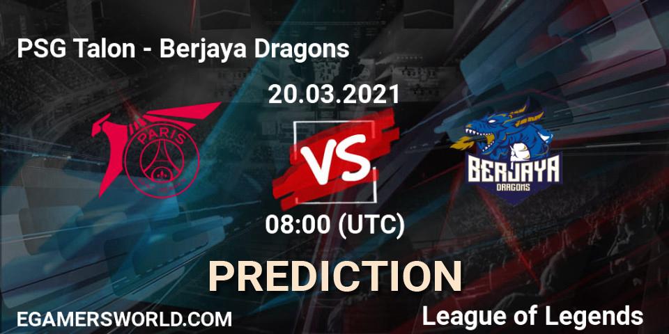 PSG Talon vs Berjaya Dragons: Match Prediction. 20.03.2021 at 09:30, LoL, PCS Spring 2021 - Group Stage
