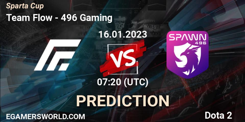 Team Flow vs 496 Gaming: Match Prediction. 16.01.2023 at 07:20, Dota 2, Sparta Cup