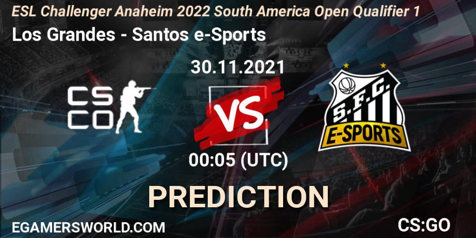 Los Grandes vs Santos e-Sports: Match Prediction. 30.11.21, CS2 (CS:GO), ESL Challenger Anaheim 2022 South America Open Qualifier 1
