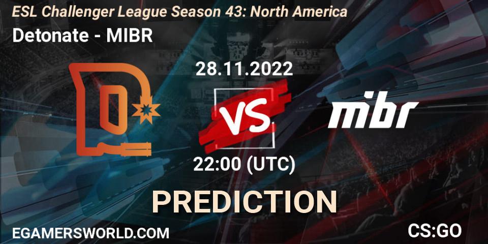 Detonate vs MIBR: Match Prediction. 28.11.22, CS2 (CS:GO), ESL Challenger League Season 43: North America