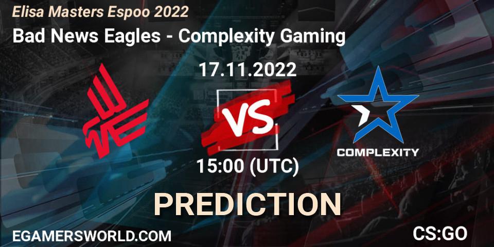 Bad News Eagles vs Complexity Gaming: Match Prediction. 17.11.22, CS2 (CS:GO), Elisa Masters Espoo 2022