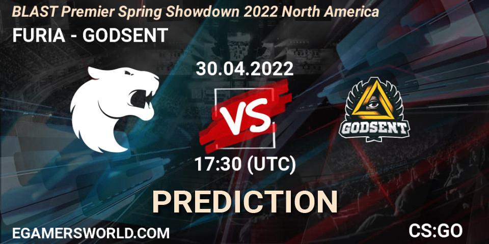 FURIA vs GODSENT: Match Prediction. 30.04.2022 at 16:55, Counter-Strike (CS2), BLAST Premier Spring Showdown 2022 North America