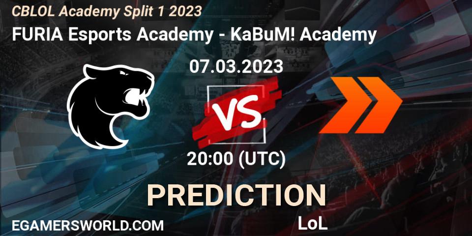 FURIA Esports Academy vs KaBuM! Academy: Match Prediction. 07.03.2023 at 20:00, LoL, CBLOL Academy Split 1 2023