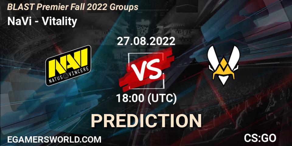 NaVi vs Vitality: Match Prediction. 27.08.2022 at 16:20, Counter-Strike (CS2), BLAST Premier Fall 2022 Groups