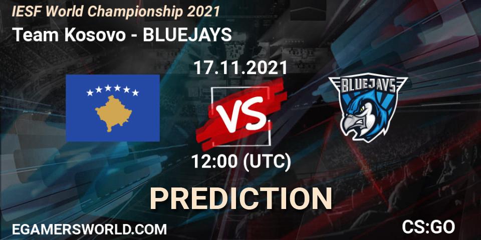 Team Kosovo vs BLUEJAYS: Match Prediction. 17.11.2021 at 12:00, Counter-Strike (CS2), IESF World Championship 2021