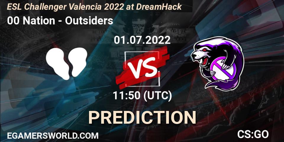 00 Nation vs Outsiders: Match Prediction. 01.07.22, CS2 (CS:GO), ESL Challenger Valencia 2022 at DreamHack