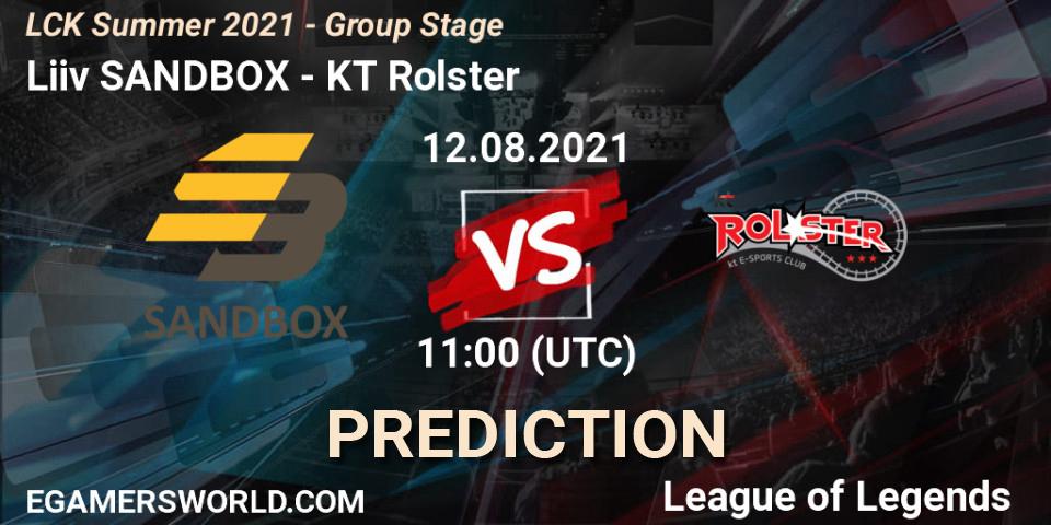 Liiv SANDBOX vs KT Rolster: Match Prediction. 12.08.2021 at 11:00, LoL, LCK Summer 2021 - Group Stage