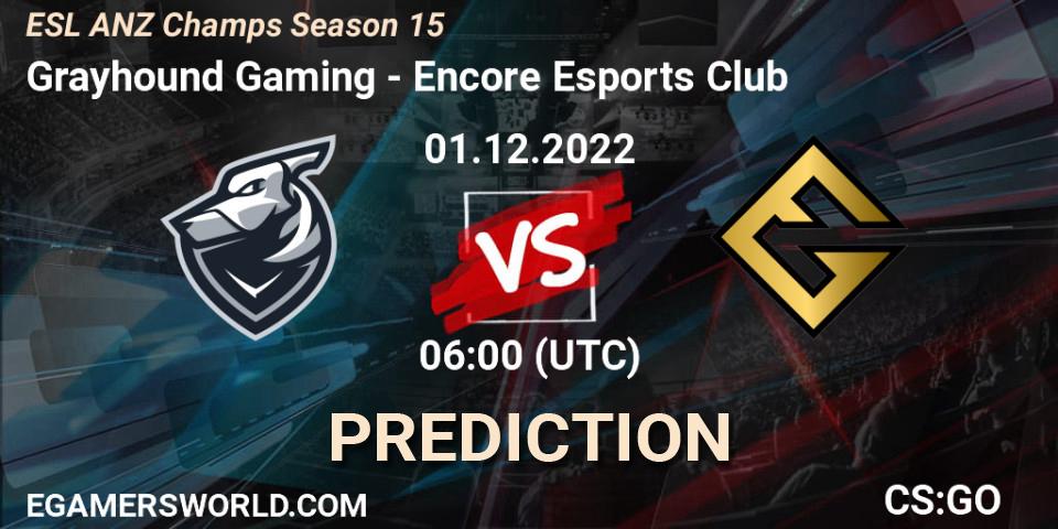 Grayhound Gaming vs Encore Esports Club: Match Prediction. 01.12.22, CS2 (CS:GO), ESL ANZ Champs Season 15