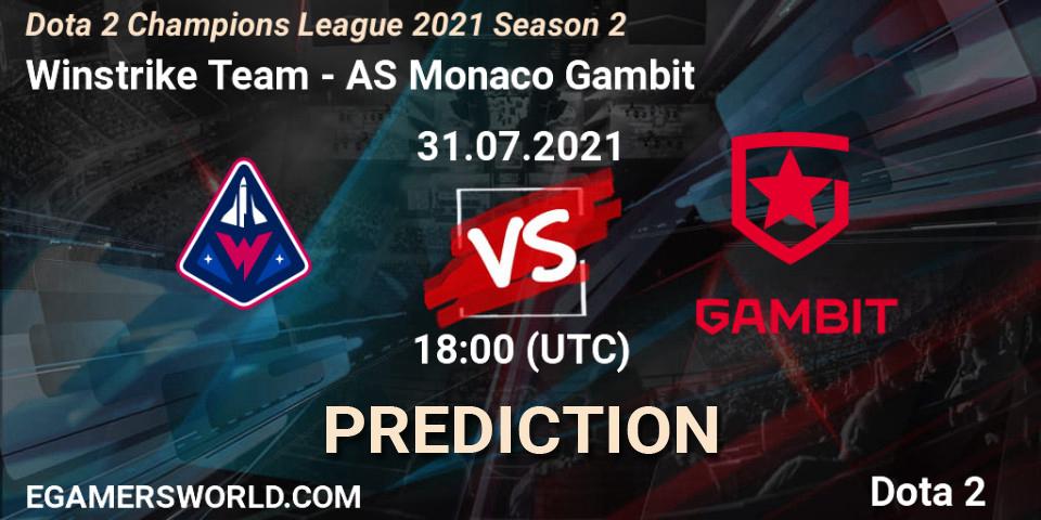Winstrike Team vs AS Monaco Gambit: Match Prediction. 22.07.2021 at 18:02, Dota 2, Dota 2 Champions League 2021 Season 2