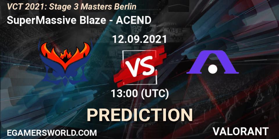 SuperMassive Blaze vs ACEND: Match Prediction. 10.09.2021 at 13:00, VALORANT, VCT 2021: Stage 3 Masters Berlin