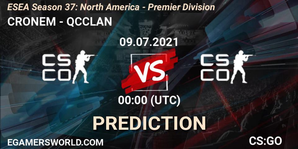 CRONEM vs QCCLAN: Match Prediction. 12.07.21, CS2 (CS:GO), ESEA Season 37: North America - Premier Division