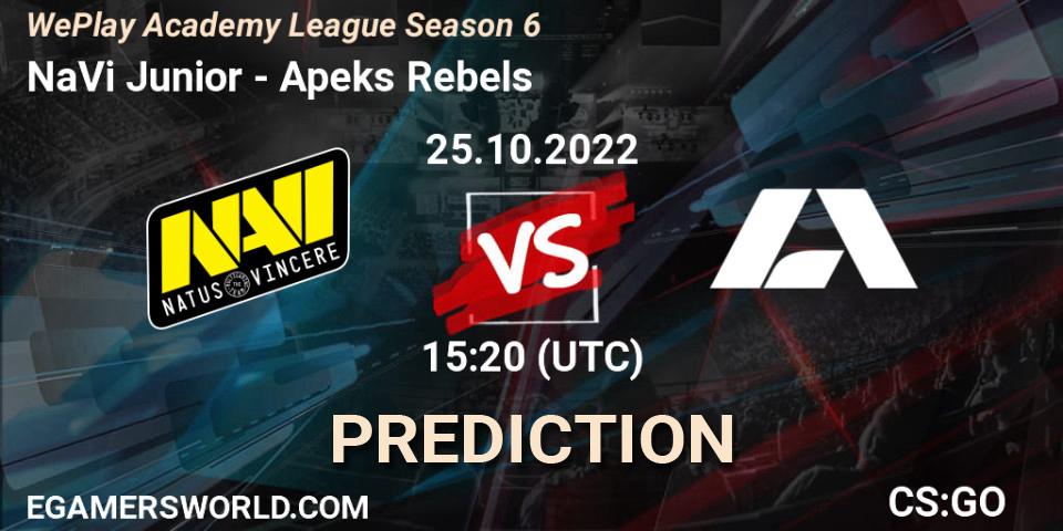 NaVi Junior vs Apeks Rebels: Match Prediction. 25.10.2022 at 15:20, Counter-Strike (CS2), WePlay Academy League Season 6