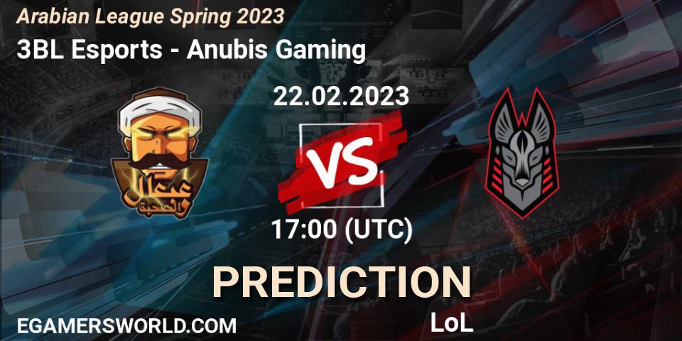 3BL Esports vs Anubis Gaming: Match Prediction. 22.02.2023 at 17:00, LoL, Arabian League Spring 2023