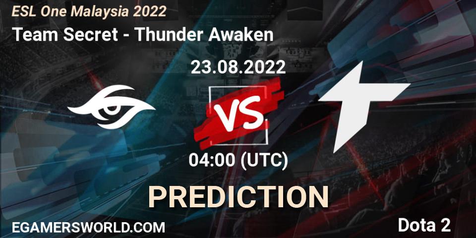 Team Secret vs Thunder Awaken: Match Prediction. 23.08.2022 at 04:00, Dota 2, ESL One Malaysia 2022