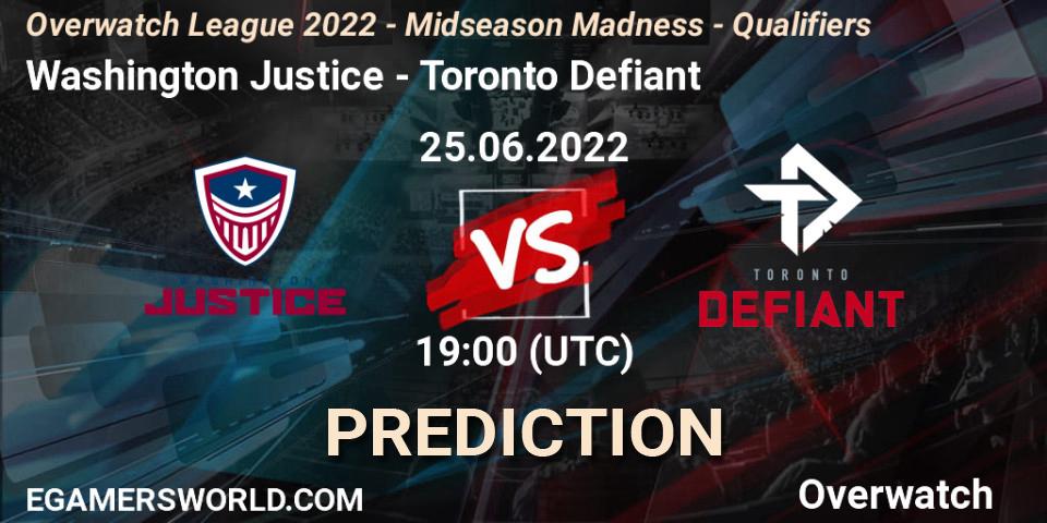 Washington Justice vs Toronto Defiant: Match Prediction. 25.06.2022 at 19:00, Overwatch, Overwatch League 2022 - Midseason Madness - Qualifiers