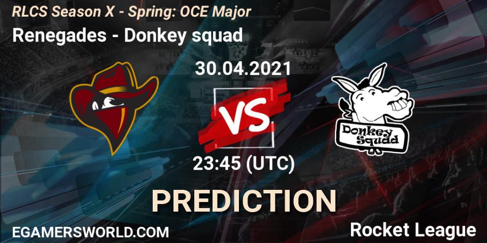 Renegades vs Donkey squad: Match Prediction. 30.04.2021 at 23:45, Rocket League, RLCS Season X - Spring: OCE Major