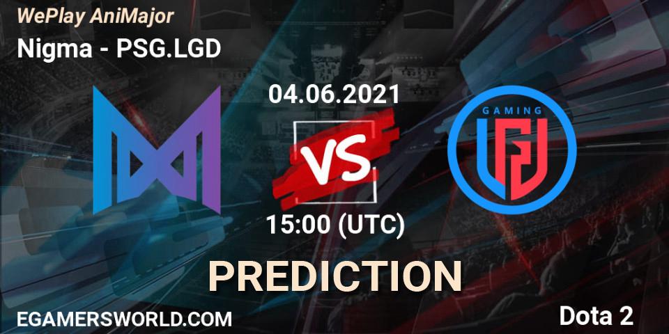 Nigma vs PSG.LGD: Match Prediction. 04.06.2021 at 16:08, Dota 2, WePlay AniMajor 2021