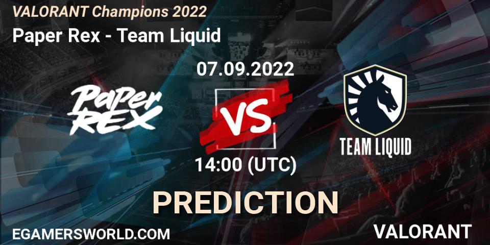 Paper Rex vs Team Liquid: Match Prediction. 07.09.22, VALORANT, VALORANT Champions 2022
