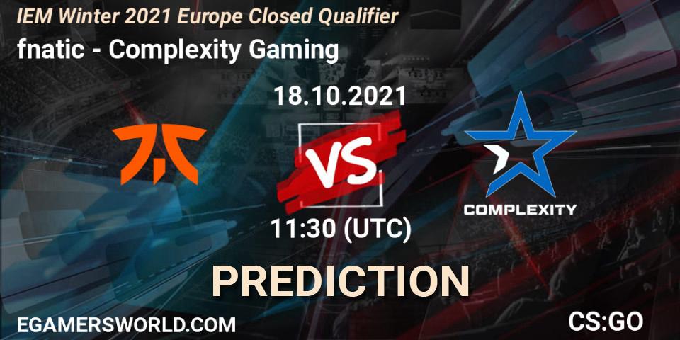 fnatic vs Complexity Gaming: Match Prediction. 18.10.2021 at 11:30, Counter-Strike (CS2), IEM Winter 2021 Europe Closed Qualifier