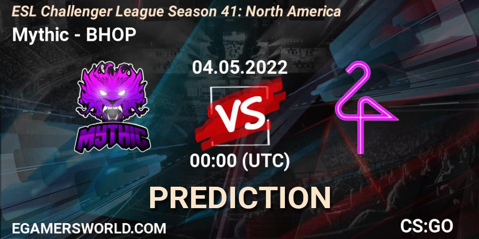 Mythic vs BHOP: Match Prediction. 04.05.2022 at 00:00, Counter-Strike (CS2), ESL Challenger League Season 41: North America