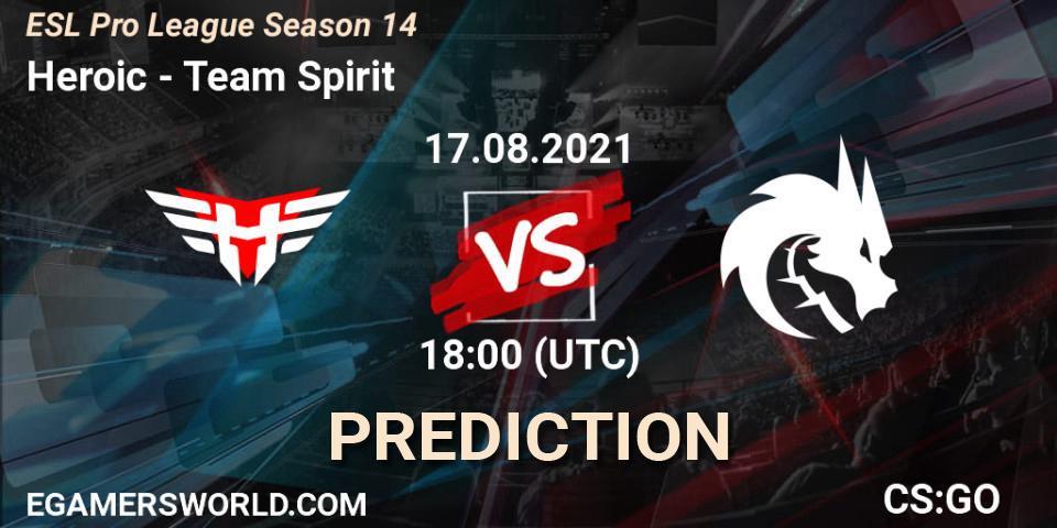 Heroic vs Team Spirit: Match Prediction. 17.08.2021 at 18:00, Counter-Strike (CS2), ESL Pro League Season 14