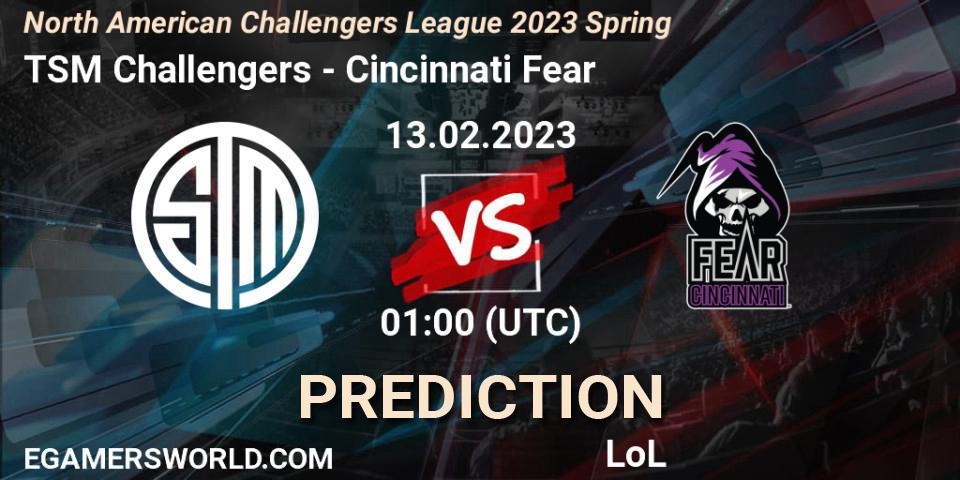 TSM Challengers vs Cincinnati Fear: Match Prediction. 13.02.23, LoL, NACL 2023 Spring - Group Stage
