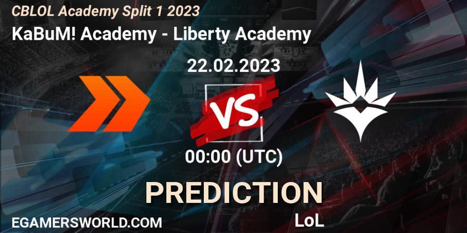 KaBuM! Academy vs Liberty Academy: Match Prediction. 22.02.2023 at 00:00, LoL, CBLOL Academy Split 1 2023