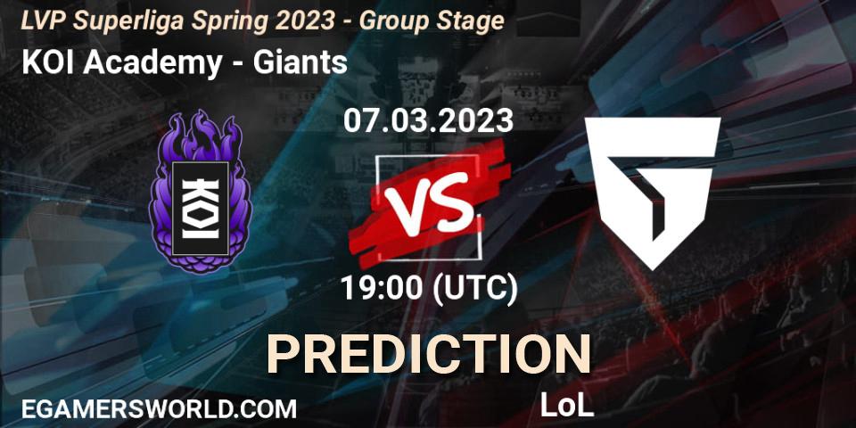 KOI Academy vs Giants: Match Prediction. 07.03.23, LoL, LVP Superliga Spring 2023 - Group Stage