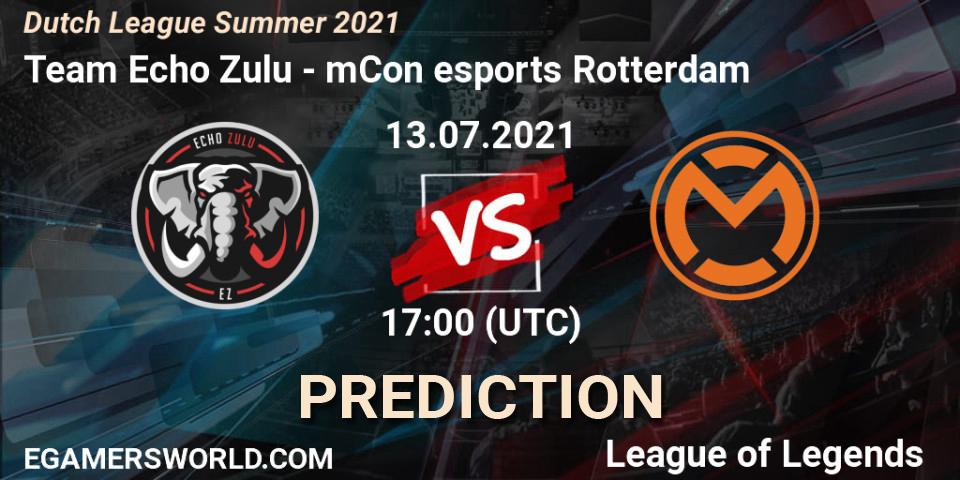 Team Echo Zulu vs mCon esports Rotterdam: Match Prediction. 15.06.2021 at 20:15, LoL, Dutch League Summer 2021