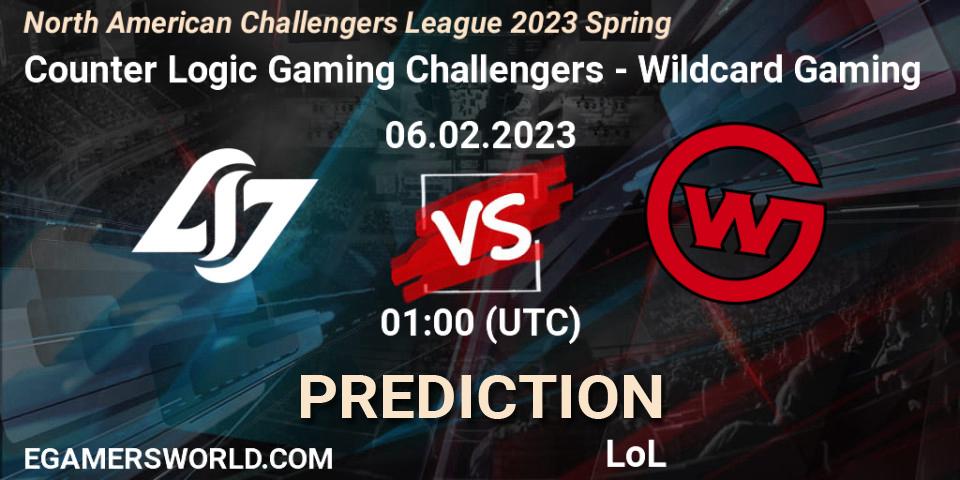 Counter Logic Gaming Challengers vs Wildcard Gaming: Match Prediction. 06.02.23, LoL, NACL 2023 Spring - Group Stage