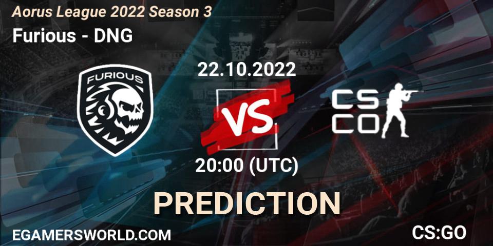 Furious vs DNG: Match Prediction. 22.10.2022 at 22:10, Counter-Strike (CS2), Aorus League 2022 Season 3