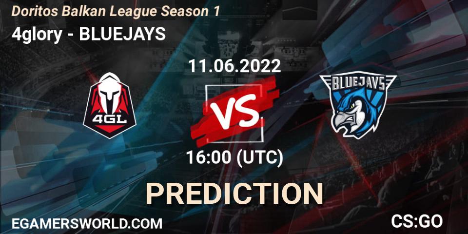 4glory vs BLUEJAYS: Match Prediction. 11.06.2022 at 18:20, Counter-Strike (CS2), Doritos Balkan League Season 1