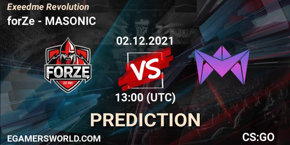 forZe vs MASONIC: Match Prediction. 02.12.2021 at 13:00, Counter-Strike (CS2), Exeedme Revolution