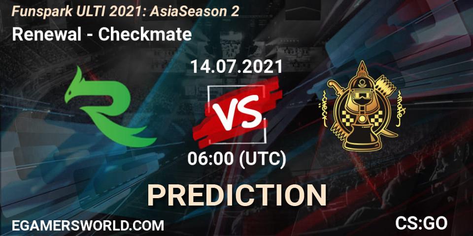 Renewal vs Checkmate: Match Prediction. 14.07.2021 at 06:00, Counter-Strike (CS2), Funspark ULTI 2021: Asia Season 2