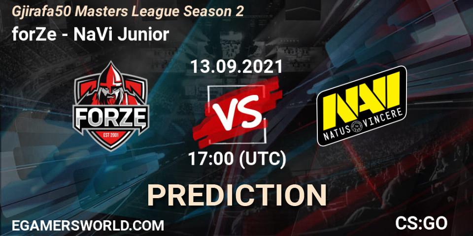 forZe vs NaVi Junior: Match Prediction. 13.09.21, CS2 (CS:GO), Gjirafa50 Masters League Season 2